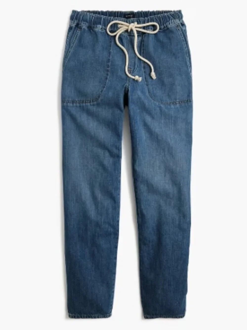 NWOT J. Crew Factory Drawstring Denim Pants 100% Cotton East Harbor Wash 27